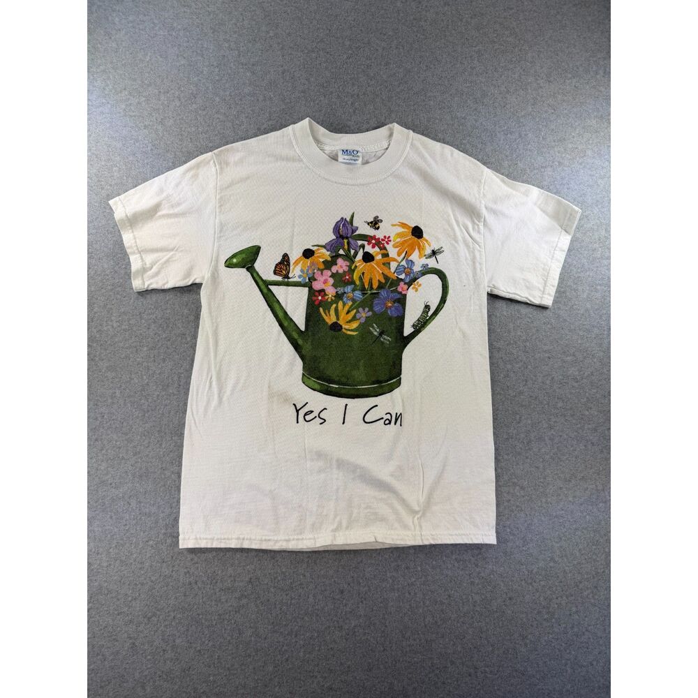 M&O Knits HeavyWeight Yes I Can Watering Can Graphic T-Shirt Medium